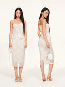 Rose Lace Strapless Bustier with Soft Boning and Built-in Cups