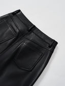 Straight Leather Trousers in Black