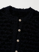 Cloud Textured Bubble-Knit Cropped Cardigan in Black