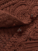 Cropped Knit Cardigan with Hand-Crafted Embroidery in Caramel chestnut