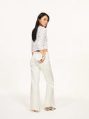 Cloud Textured Bubble-Knit Cropped Cardigan in White