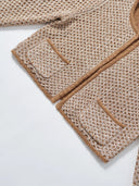Shimmering Sequin Argyle Knit Cardigan in Sandy gold