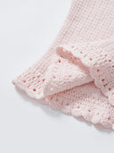 Hand-Crocheted Scalloped-Edge Knit Tube Top in Sakura Pink