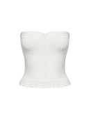 Hand-Crocheted Scalloped-Edge Knit Tube Top in White