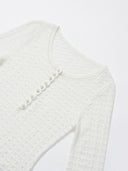 Merino Wool Knit Top with Flared Sleeves in White