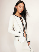 Madeleine Bouclé Jacket with Round Neck in White