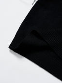 Short-Sleeve Knitted Top with Feather trim in Black