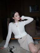 Lace Rose Knitted Cardigan in Moonlight white