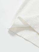 Short-Sleeve Knitted Top with Feather trim in White