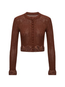 Lace Rose Knitted Cardigan in Caramel chestnut