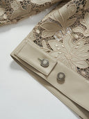 Floral Laser-Embroidered Faux Leather Jacket
