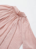 Lantern-sleeved Blouse with Tie-Neck Detail in Sakura pink