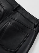 Straight Leather Trousers in Black