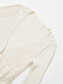 Wool-Cashmere Lace-Trimmed Flare-Sleeve Knit Cardigan in Moonlight White