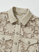 Floral Laser-Embroidered Faux Leather Jacket