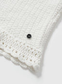 Hand-Crocheted Scalloped-Edge Knit Tube Top in White