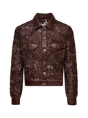 Floral Laser-Embroidered Faux Leather Jacket