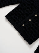 Cloud Textured Bubble-Knit Cropped Cardigan in Black