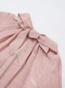Lantern-sleeved Blouse with Tie-Neck Detail in Sakura pink