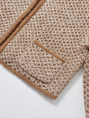 Shimmering Sequin Argyle Knit Cardigan in Sandy gold