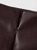 Retro-modern Faux Leather Straight Skirt in Burnt Burgundy