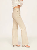 ST2 High-Waisted Jeans in Warm Beige-Khaki Sand