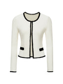 Madeleine Bouclé Jacket with Round Neck in White