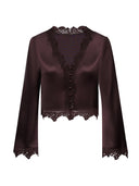 Romantic Rules: French Lace Blouse in Purple Coffee