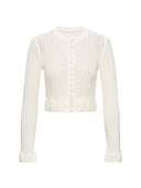 Lace Rose Knitted Cardigan in Moonlight white