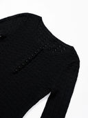 Merino Wool Knit Top with Flared Sleeves in Black
