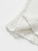 Hand-Crocheted Scalloped-Edge Knit Tube Top in White