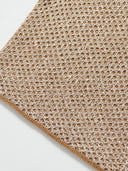 Shimmering Sequin Argyle Knit Short-Sleeve Top in Sandy gold