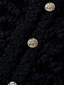 Cloud Textured Bubble-Knit Cropped Cardigan in Black