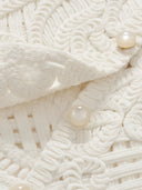 Cropped Knit Cardigan with Hand-Crafted Embroidery in Moonlight white