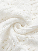 Rhinestone-Embellished Openwork Crochet Cardigan in White