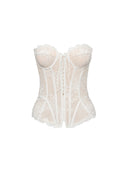 Rose Lace Strapless Bustier with Soft Boning and Built-in Cups