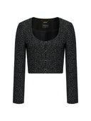Black & White Mixed-weave Cropped Tweed Jacket