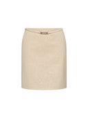 Mid-rise A-Line Buckle Skirt in Sandy Beige