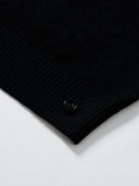 Short-Sleeve Knitted Top with Feather trim in Black