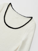 Madeleine Bouclé Crew-neck Top in White