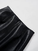 Mid-rise A-Line Buckle Skirt in Black