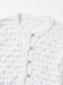 Cloud Textured Bubble-Knit Cropped Cardigan in White