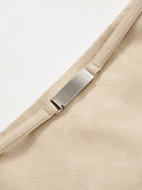 Mid-rise A-Line Buckle Skirt in Sandy Beige