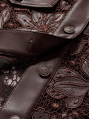 Floral Laser-Embroidered Faux Leather Jacket