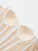 Rose Lace Strapless Bustier with Soft Boning and Built-in Cups
