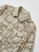 Floral Laser-Embroidered Faux Leather Jacket