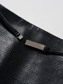 Mid-rise A-Line Buckle Skirt in Black