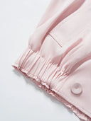 Peach-Pink Cropped Satin-Finish Linen Trench Coat