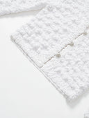Cloud Textured Bubble-Knit Cropped Cardigan in White