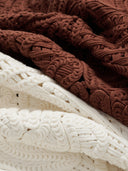 Cropped Knit Cardigan with Hand-Crafted Embroidery in Caramel chestnut